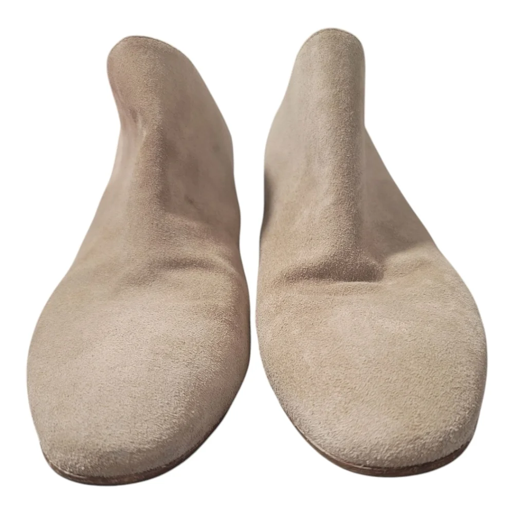 Aquatalia Elisabetta Slip-on Suede Block Heel Mule Booties - 10.5 - Tan